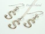 Sterling Silver Initial S Earring and Pendant Set