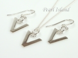Sterling Silver Initial V Earring and Pendant Set