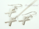Sterling Silver Initial X Earring and Pendant Set
