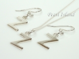 Sterling Silver Initial Z Earring and Pendant Set