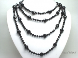 84 Inch / 214 cm Black Faceted Chinese Crystal Long Rope Necklace