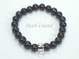 Black Roundish Pearl Bracelet with Charm Carrier