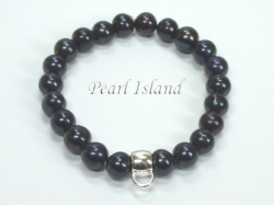 Black Roundish Pearl Bracelet with Charm Carrier