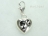 Clip on Charms - Puffed Heart with Black Figure Charm
