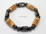 Pearls for Men - Black Pearl with Chinese Lucky Tube and Batik Bracelet