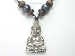 Pearls for Men - Black Pearl with Lucky Buddha Necklace