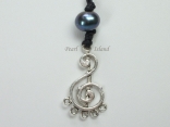 Black Pearl with Musical Clef Necklace